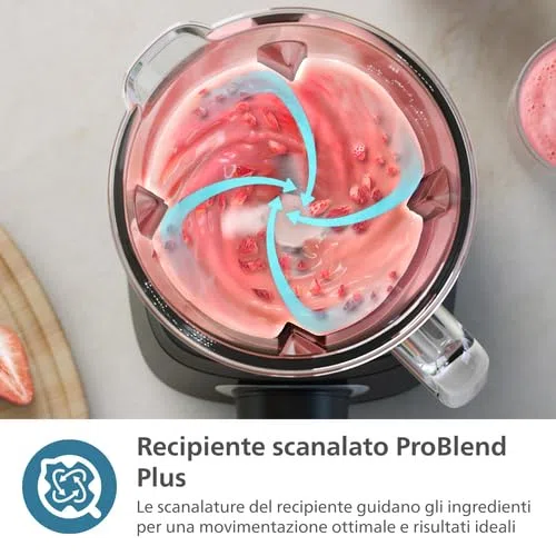 Philips Frullatore Serie 5000 - Motore da 1200 W. Tecnologia ProBlend Plus. Bicchiere Blend-and-Go. Parti lavabili in lavastoviglie. Capacità 2L. Nero (HR3031/00)