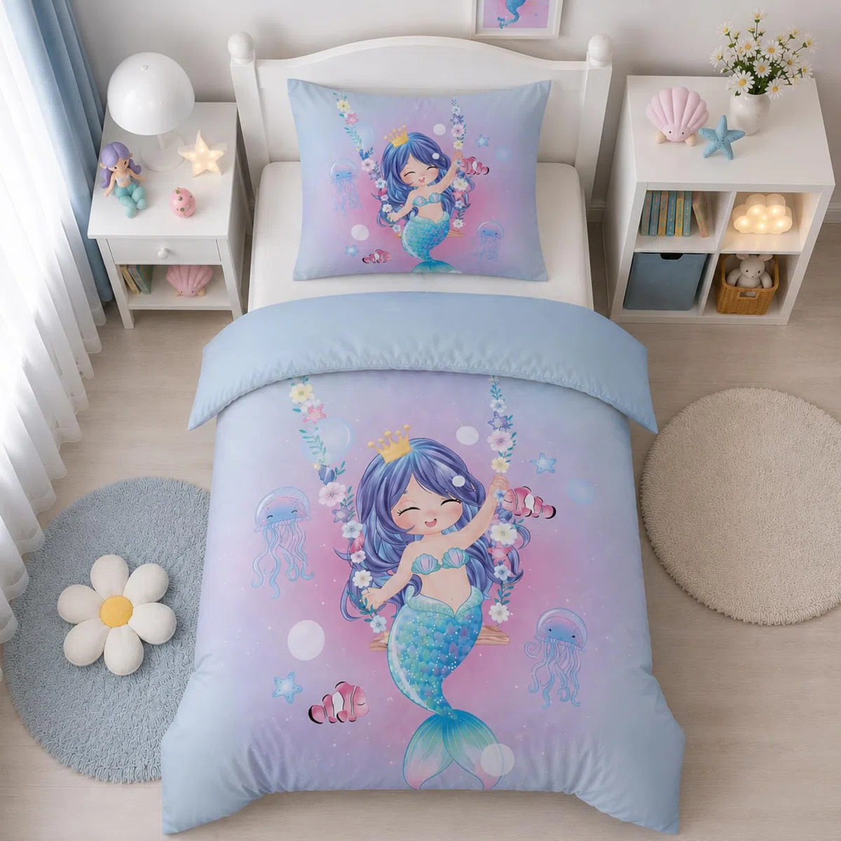 Copripiumino Singolo Unicorno per bambina, set piumone unicorno morbido in microfibra, stampa cartone animato 135x200 + federa 50x80