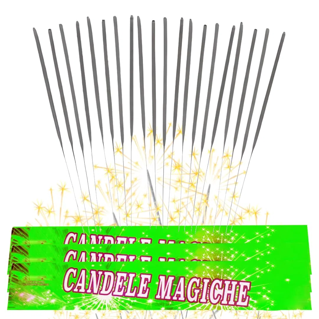 Kit 96 Candeline Magiche 37 cm + Bastoncini Scintillanti F1