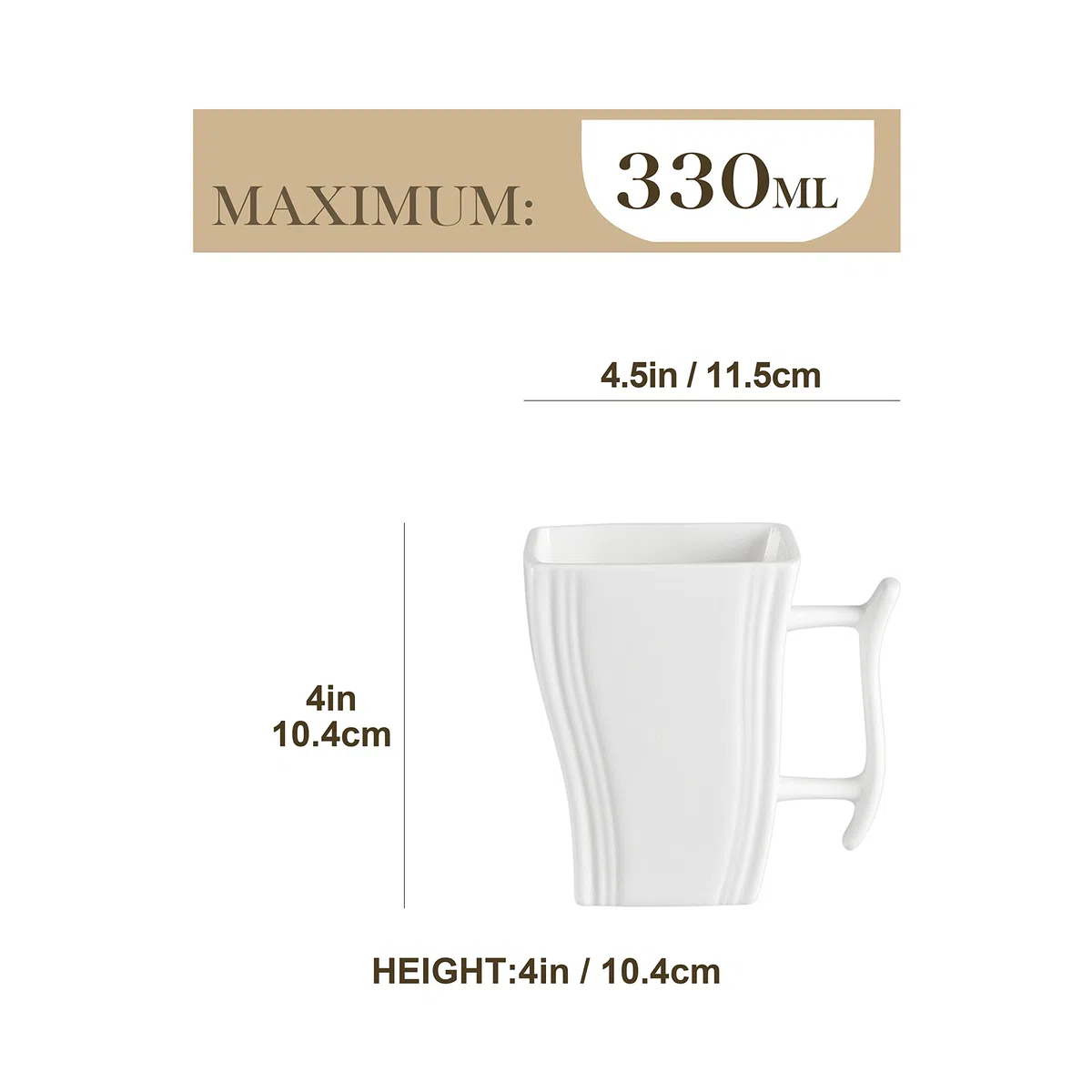 MALACASA, Serie Flora, Stoviglie da Tazza in Porcellana, Tazze da caffè 6 Pezzi con Sugo, Latte, caffè per 6 Persone 4,5", 350 ml
