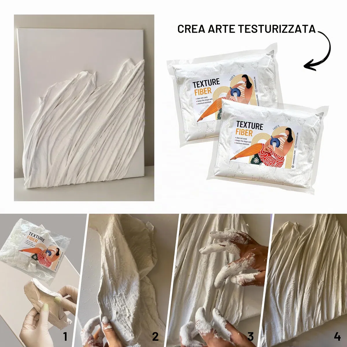 KAMENSKAYA Texture Fiber: pasta modellante/pasta scolpente fibra, per creare texture di tessuto 3D nell'arte