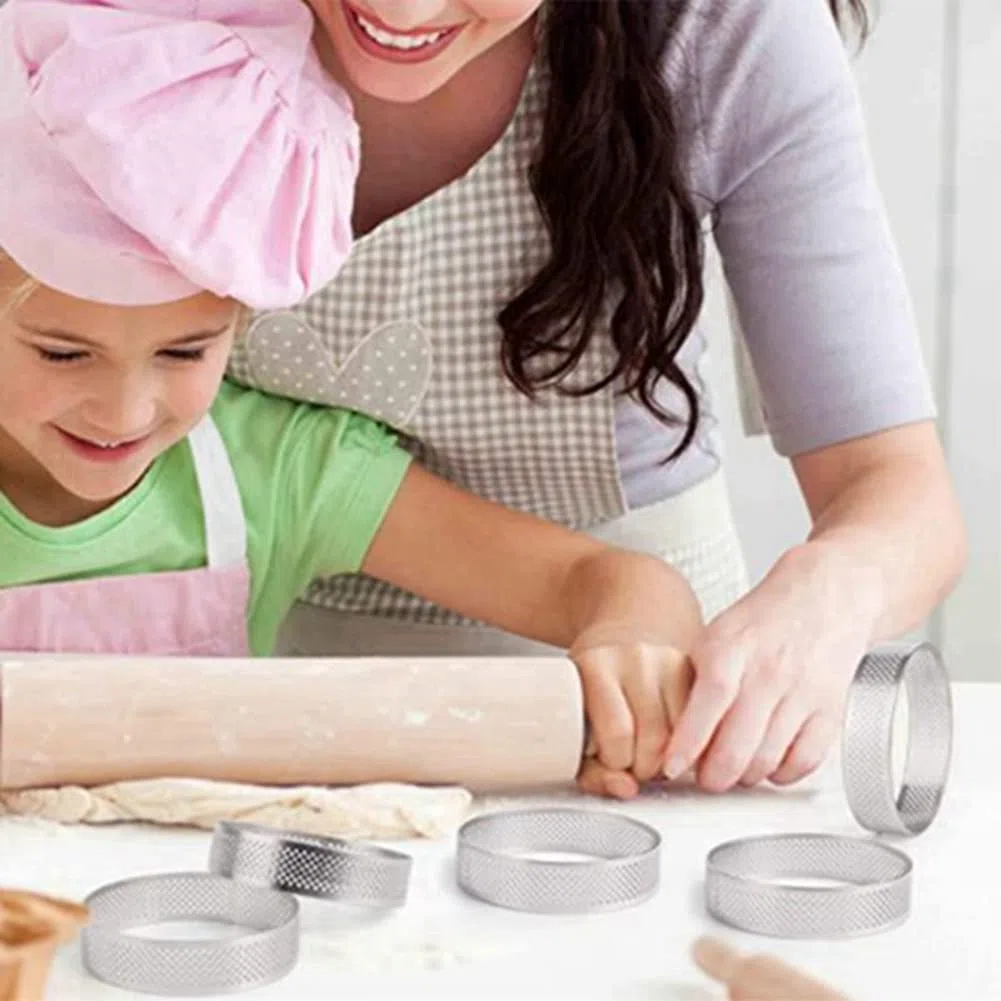20 Anelli Rotondi per Torte Con Fori, Frutta, Quiches, Mousse - Teglia da Forno, 8 cm