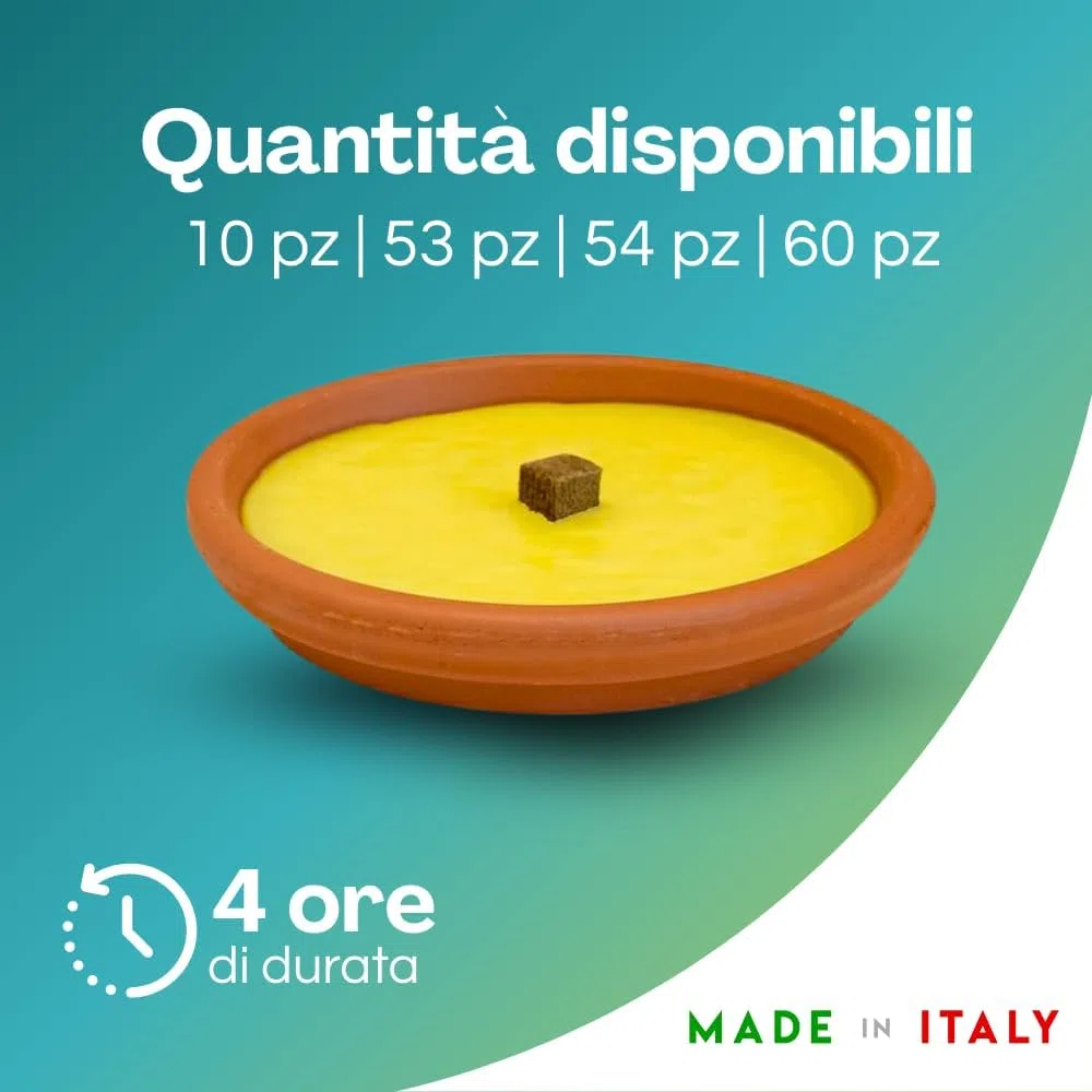 Virsus Candela citronella Candele per Esterno in coccio di Terracotta 11,3 cm Set da 10 Pezzi Giardinaggio antizanzare Feste ed Eventi