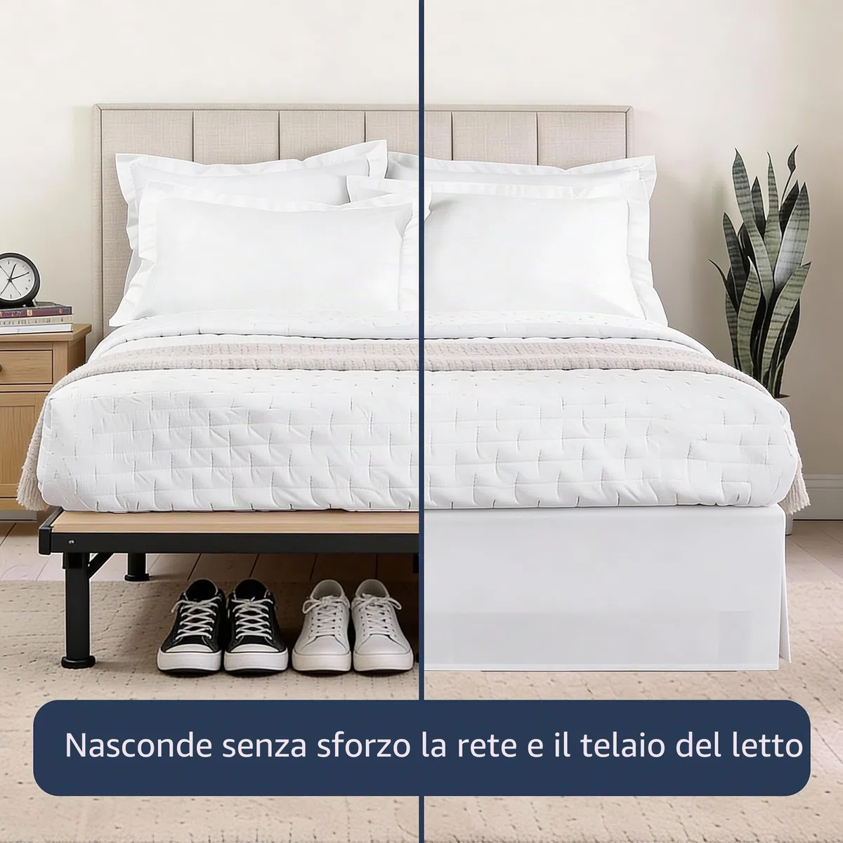Lux Hotel - Mantovana giroletto in Microfibra, Stile Sartoriale, Lunghezza 35,5 cm, per Letto Matrimoniale, Colore: Bianco