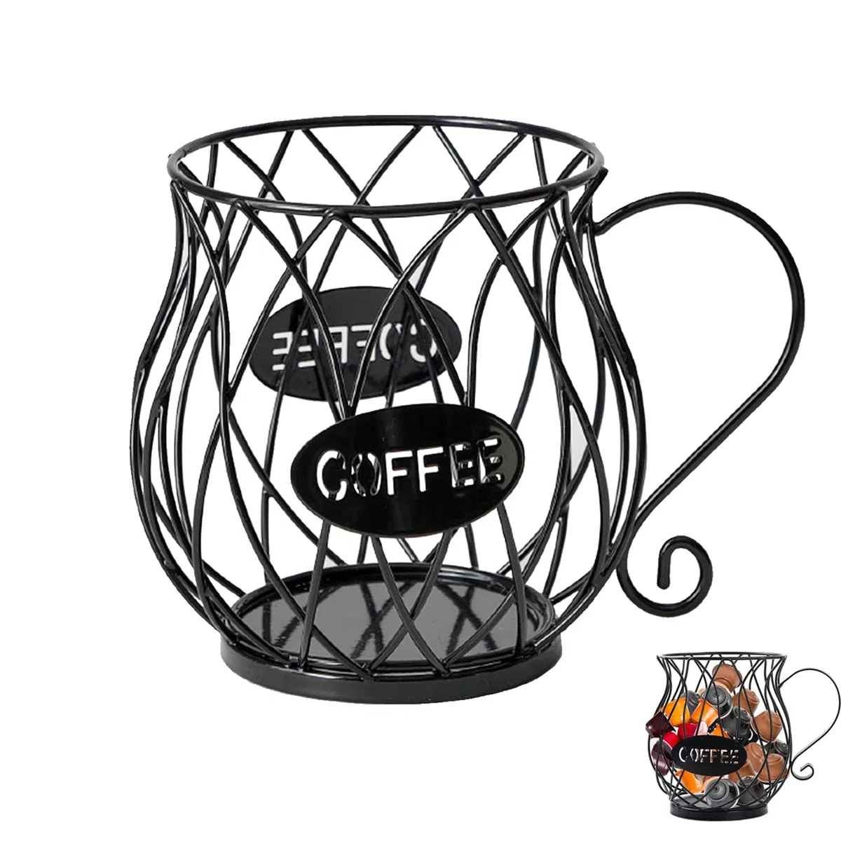 Cestello portaoggetti per Caffè, Cestello porta Capsule Caffè, porta Capsule Caffè, porta Cialde da Caffè, Adatto per Casa, pub, Caffè, Banconi Cestello per Capsule di Caffè (Nero)