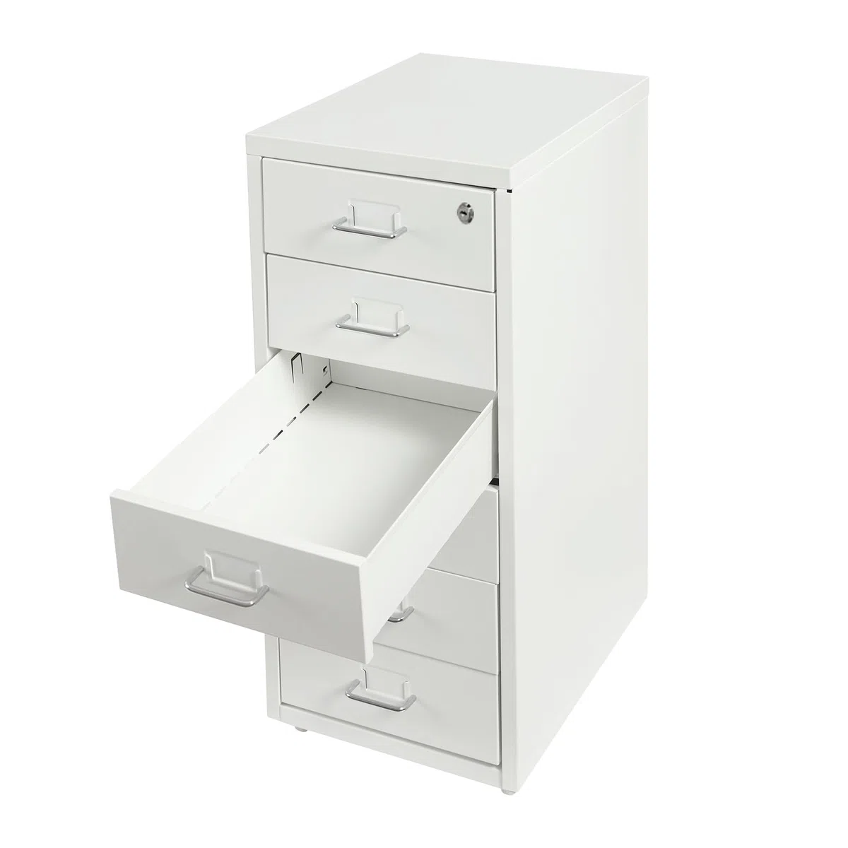 Cassettiera con 6 cassetti, armadietto da ufficio con ruote, in metallo, per ufficio, studio, bianco