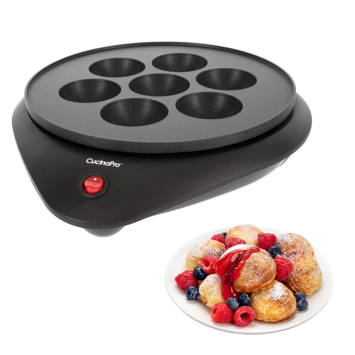 Cucinapro-Creatore Della Ciambella E Cucina Elettrica Ebelskiver Pan Baker-Per Fori Di Ciambella E Schiocchi Della Torta Con La Superficie Antiaderente