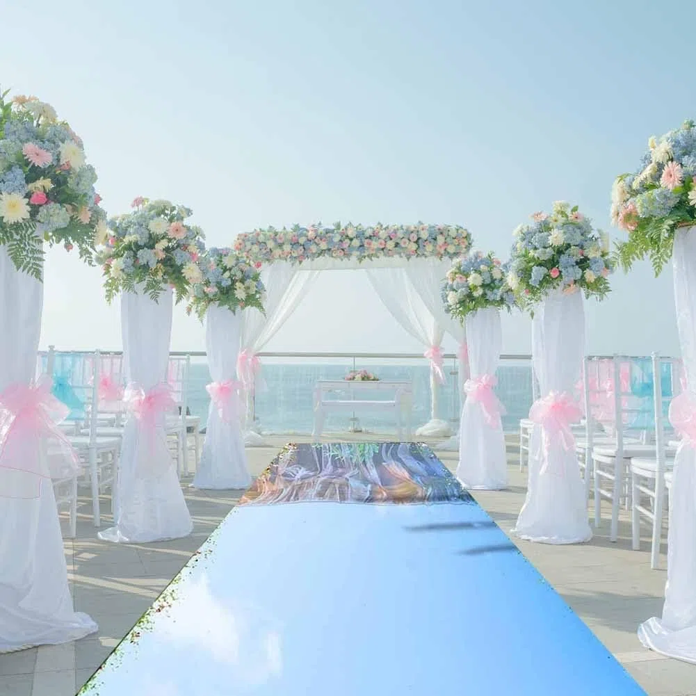 LXHELIVERY Corridore della Corsia A Specchio, Decorazioni di Nozze Tappeto Decorativo Riflettente Bifacciale per Eventi, Matrimoni, Balli Studenteschi, Feste, Uso Interno/Esterno (1x10M)