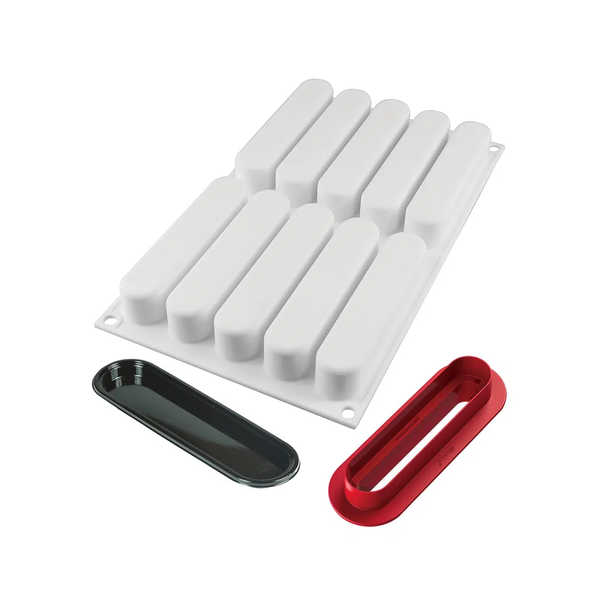 Silikomart Fashion Eclair - Stampo in Silicone 130X25 H 25 MM + 10 VASSOI + Cutter