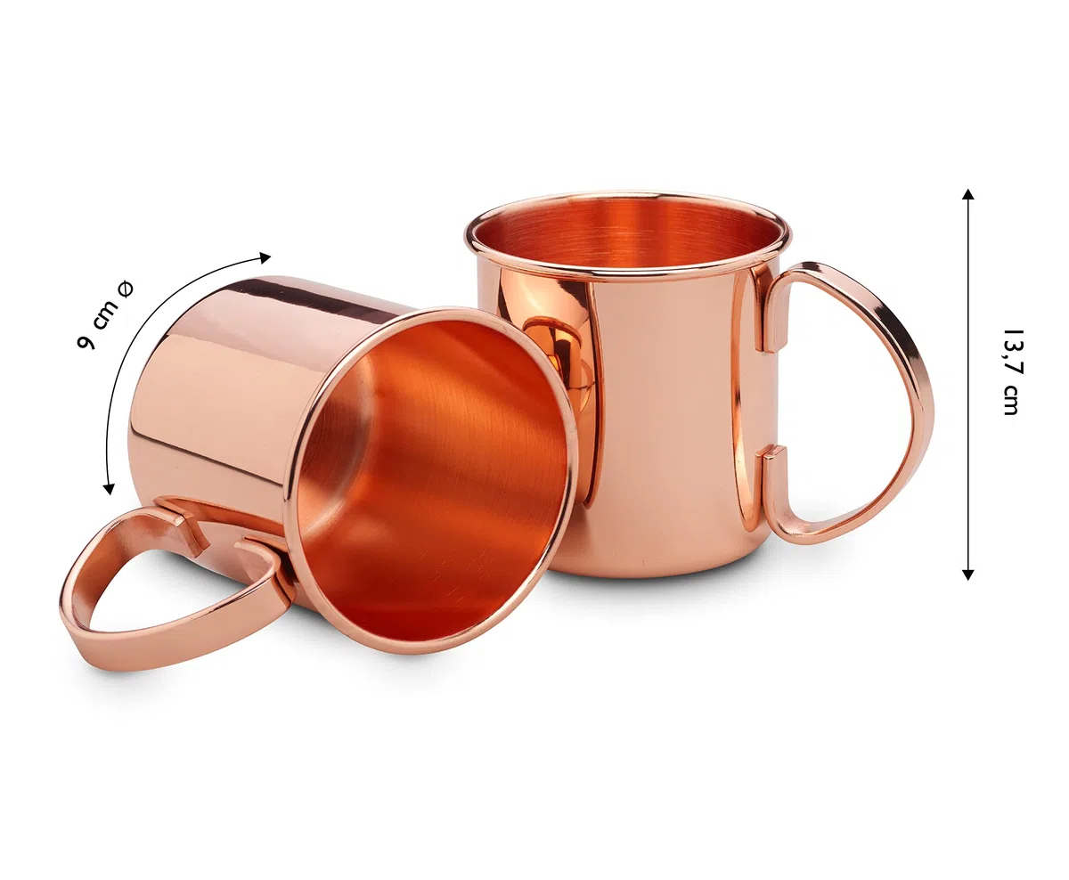 ECHTWERK set di bicchieri in rame, bicchieri in acciaio inox, set da cocktail, bicchieri da cocktail perfetti per gin, vodka, birra e bevande fredde, 4x bicchieri in rame da 450ml