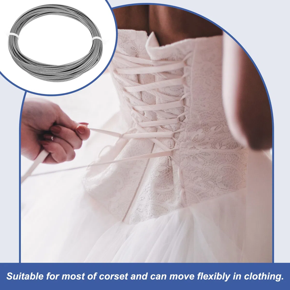 PATIKIL 33 Piedi 304 Inossidabile Corsetto Disossamento Spirale Metallo Disossamento con 32 Acciaio Disossamento Suggerimenti Struttura e Forma per Corsetto Fare Forniture (5mm LARGO)
