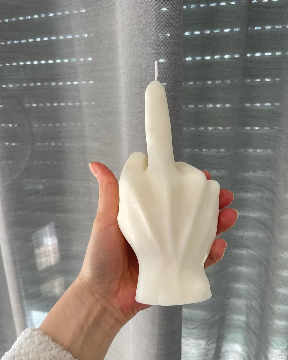 Grande stampo in silicone a forma di mano 3D, stampo per candela gesto da 17 cm, stampo per colata in resina a forma di dito medio 1:1 per fare candele e cuocere a sapone, cera e mousse gelato