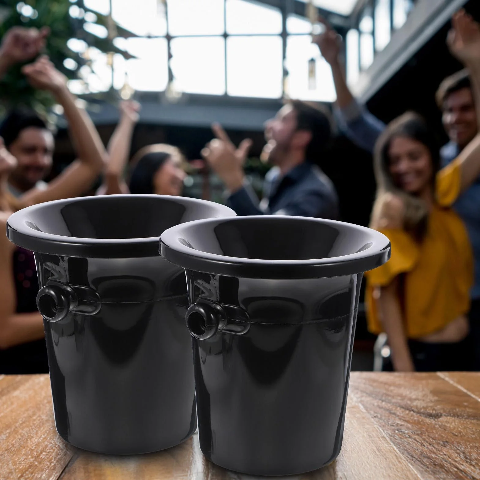 SHINEOFI Sputacchiera per Degustazione di Bevande Alcoliche in Plastica, Secchiello Ghiaccio Doppio Orecchio, 3 Pezzi, per Serate e Bar