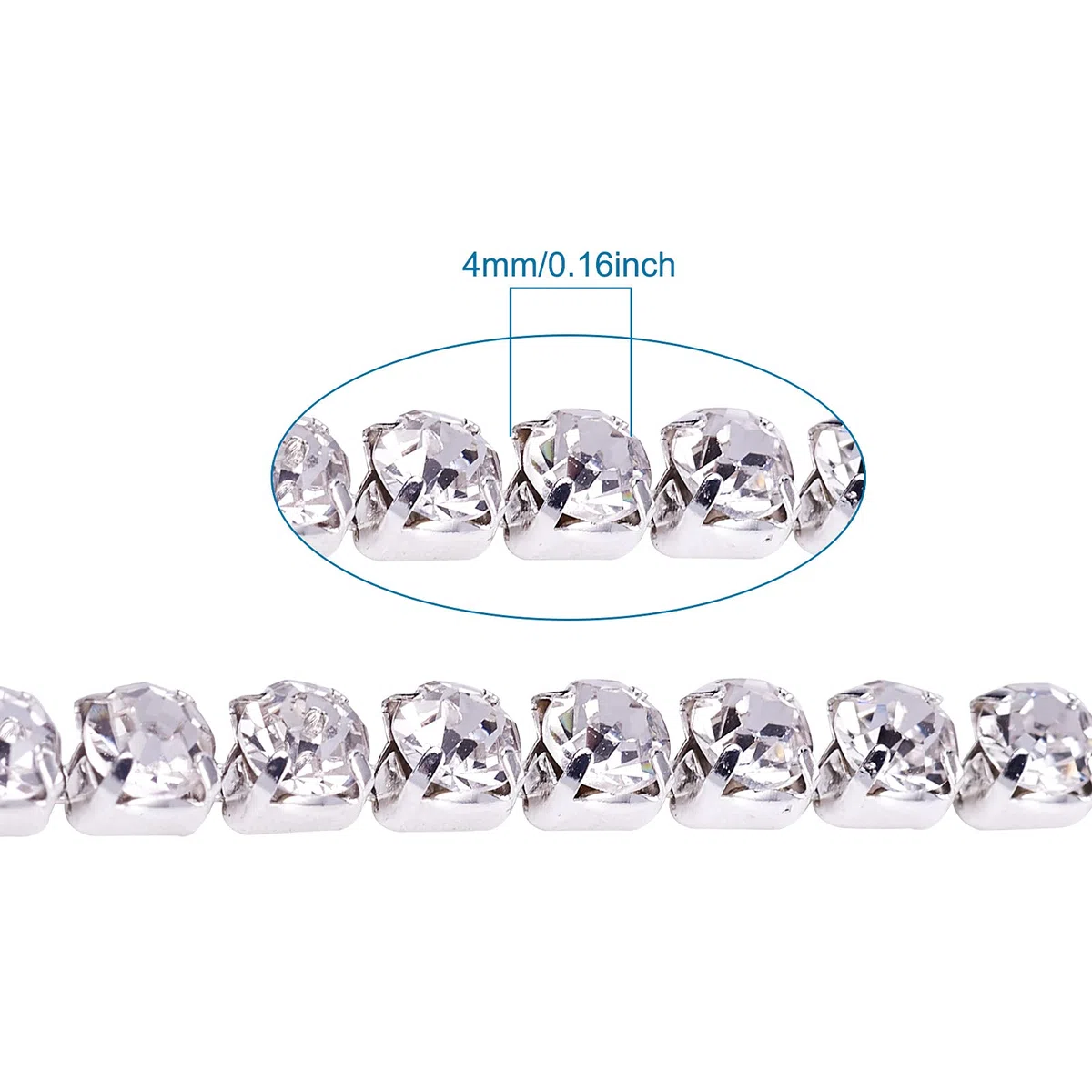 PandaHall - Catena con strass di cristallo e rocchetto per la creazione di gioielli, cristallo, 4 mm
