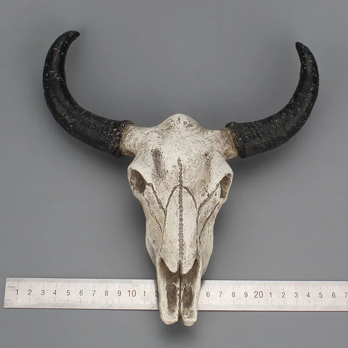 LXLUOO Arazzo da parete con teschio di mucca, resina Longhorn cranio mucca, decorazione da parete per cameretta dei bambini, decorazione in resina con foro di sospensione