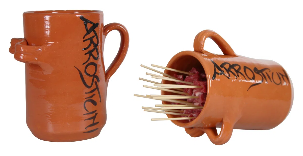 BROCCA Porta ARROSTICINI in Terracotta Modello Grande Circa 50 ARROSTICINI TIPICA ABRUZZESE