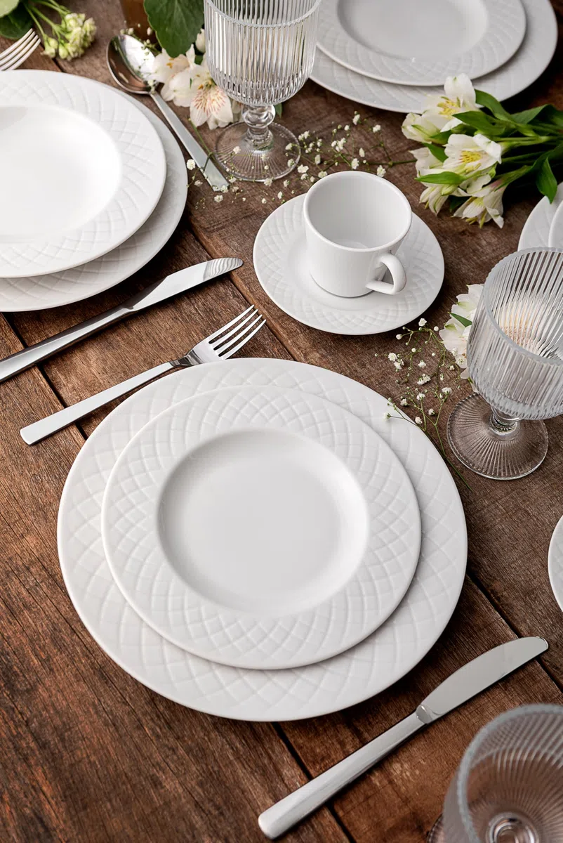 Tramontina Set Piatti Fondi Ingrid in Porcellana Decorata 23 cm 6 Pezzi