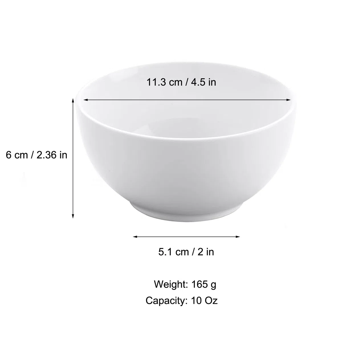 Set di 6 ciotole versatili in ceramica da 300 ml, in porcellana bianca, ideali per gelato, dessert, snack e altro ancora, impilabili, adatte ai bambini, facili da pulire in lavastoviglie