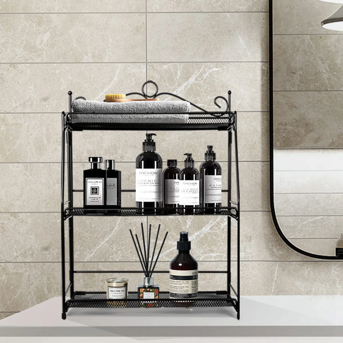 Uten Portaspezie a 3 Ripiani, Porta Spezie da Cucina, Portaspezie Salvaspazio, Supporto Porta Spezie, Pieghevole, Organizer per Cucina, Bagno e Camera da Letto