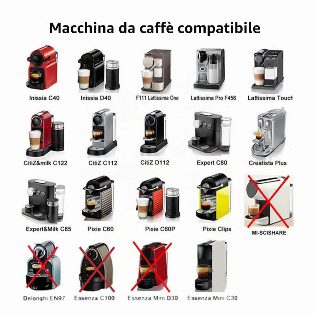 Espresso Capsule Caffè Compatibili Nespresso Nespresso Capsula ricaricabile,riutilizzabili Filtro in Acciaio Inox,Coffee Capsule+Tamper+Cucchiaio+Spazzola