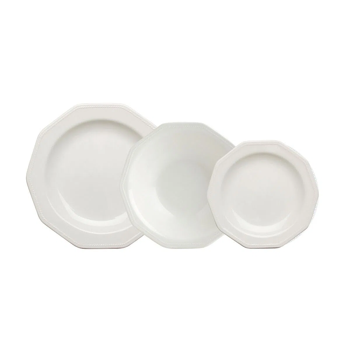 Queen's Artic White - Servizio da tavola in ceramica, 12 pezzi, per 4 persone, colore: Bianco