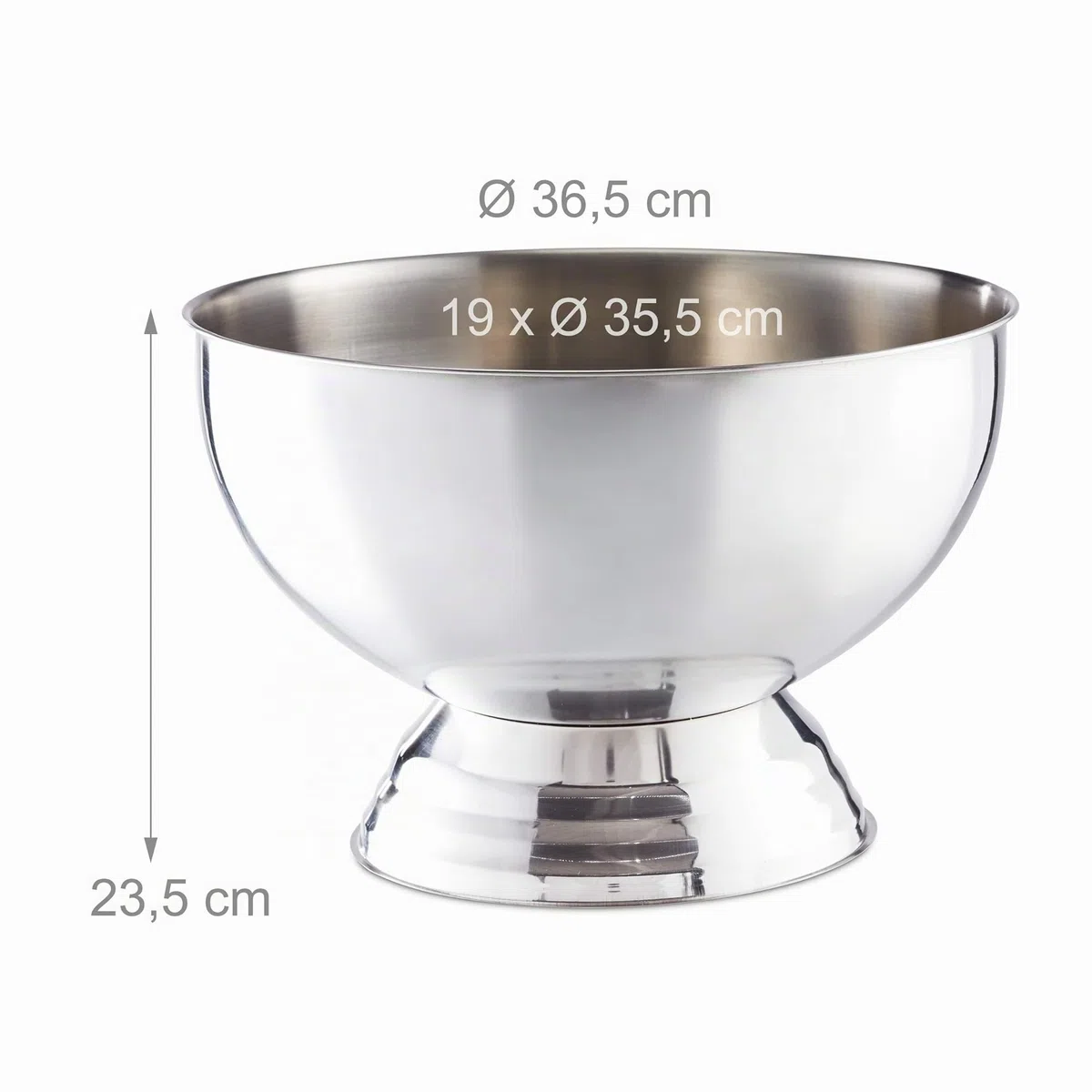 Relaxdays Cestello Ghiaccio, Ciotola XXL Portaghiaccio per Vino, Champagne, Acciaio, Porta Bevande, D: 36,5 cm, argento