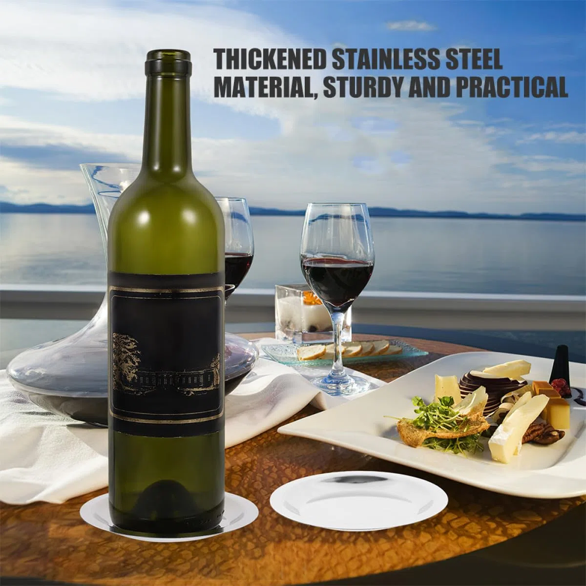 FUOYLOO Sottobottiglie in Acciaio Inossidabile 8 Pezzi Antiscivolo e Protezione Termica per Bottiglie di Vino Design Resistente per Cucina e Sala da Pranzo