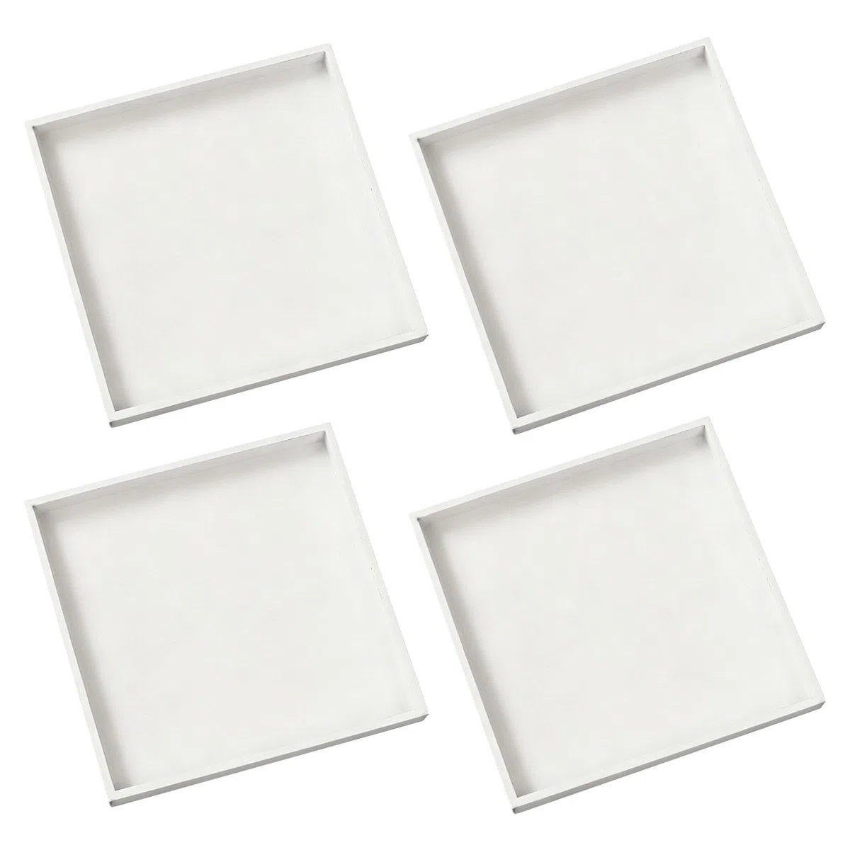 4 Pezzi Vassoio Legno Bianco Quadrato,20 * 20 * 2cm,Vassoio Bagno Portaoggetti Quadrato Vassoio da Portata Legno Vassoio Decorativo in Legno Vassoio Quadrato Piccolo per Gioielli, Cosmetici