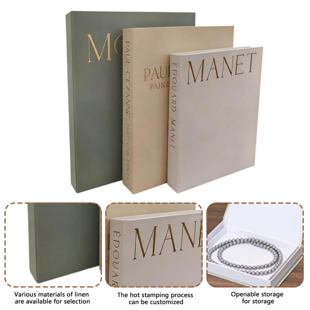 3 libri decorativi: decorazione impilata, scatola di immagazzinaggio decorativa per libri con chiusura magnetica, visualizzazione di libri per la decorazione della casa, biblioteca