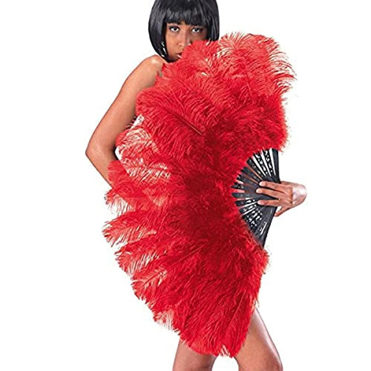 Ventaglio gigante ROSSO extra lusso in piume di struzzo per burlesque