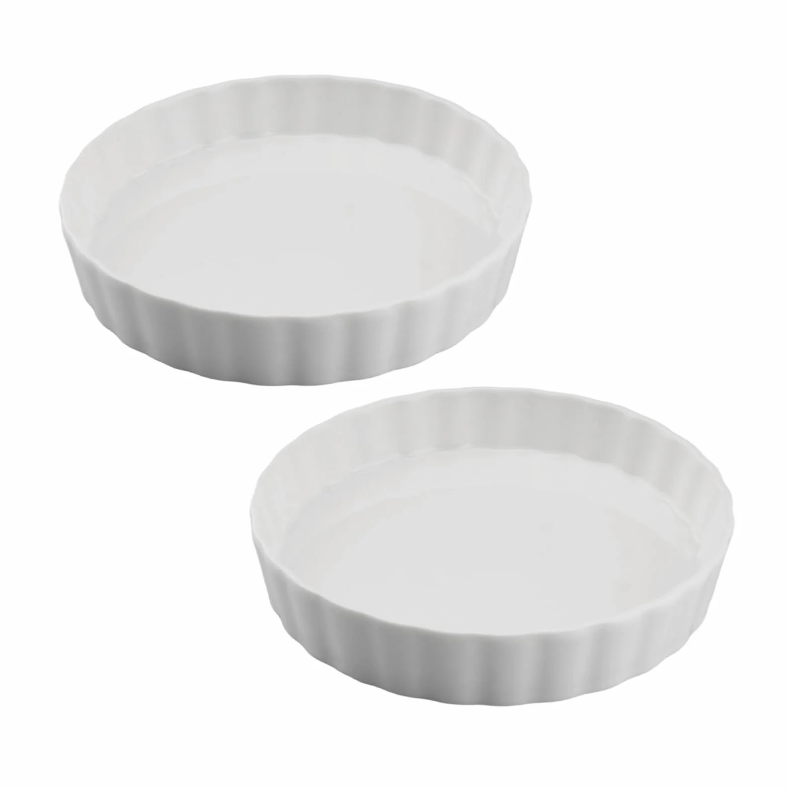 Set di 2 piatti in porcellana bianca per quiche, 18 cm, piatti rotondi e profondi, per torte, pizza, pasta, crostate e quiche (bianco)