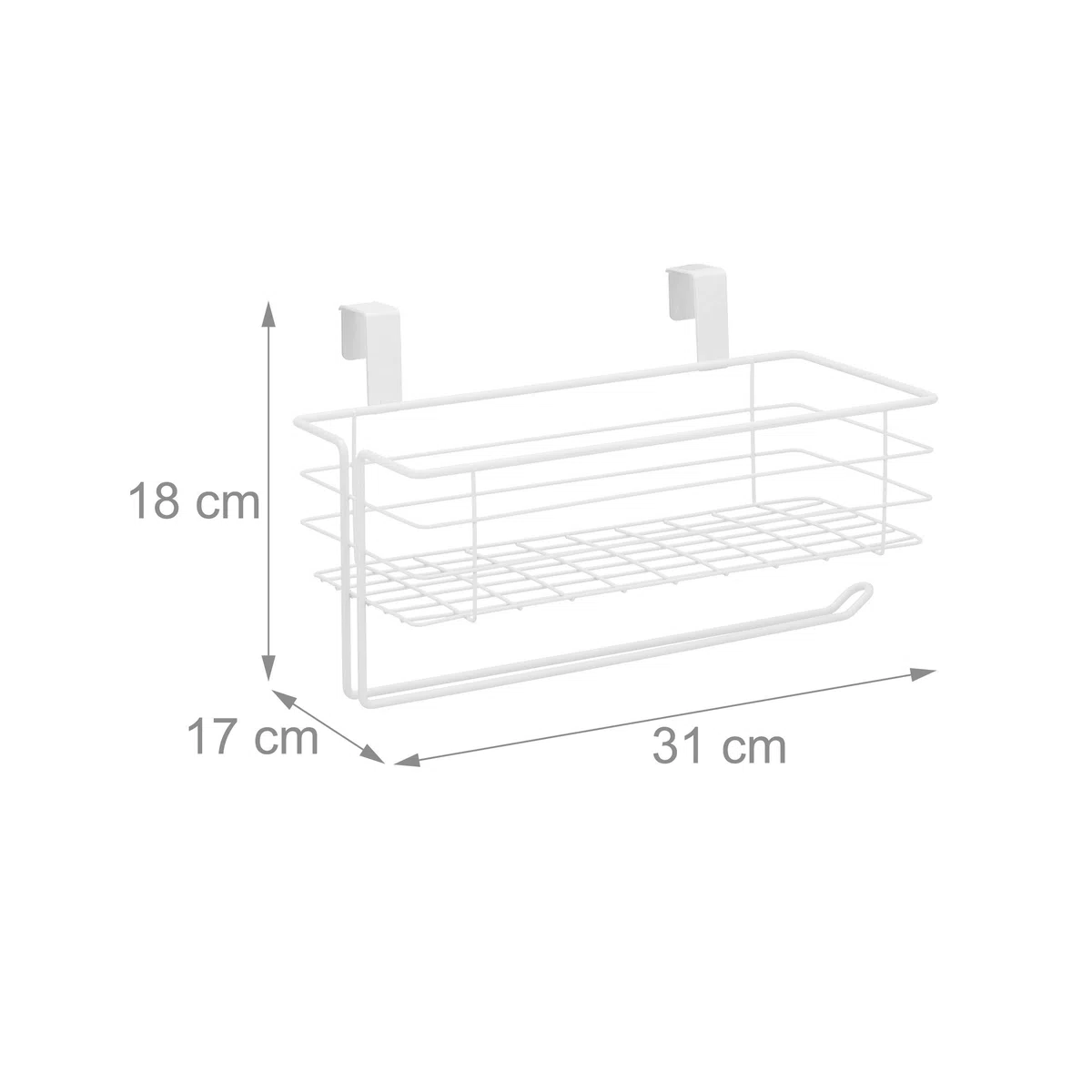 Relaxdays Portaspezie da Appendere, Mensola con Portasciugamani, Cucina & Bagno, Portascottex, HLP: 18x31x17cm, Bianco