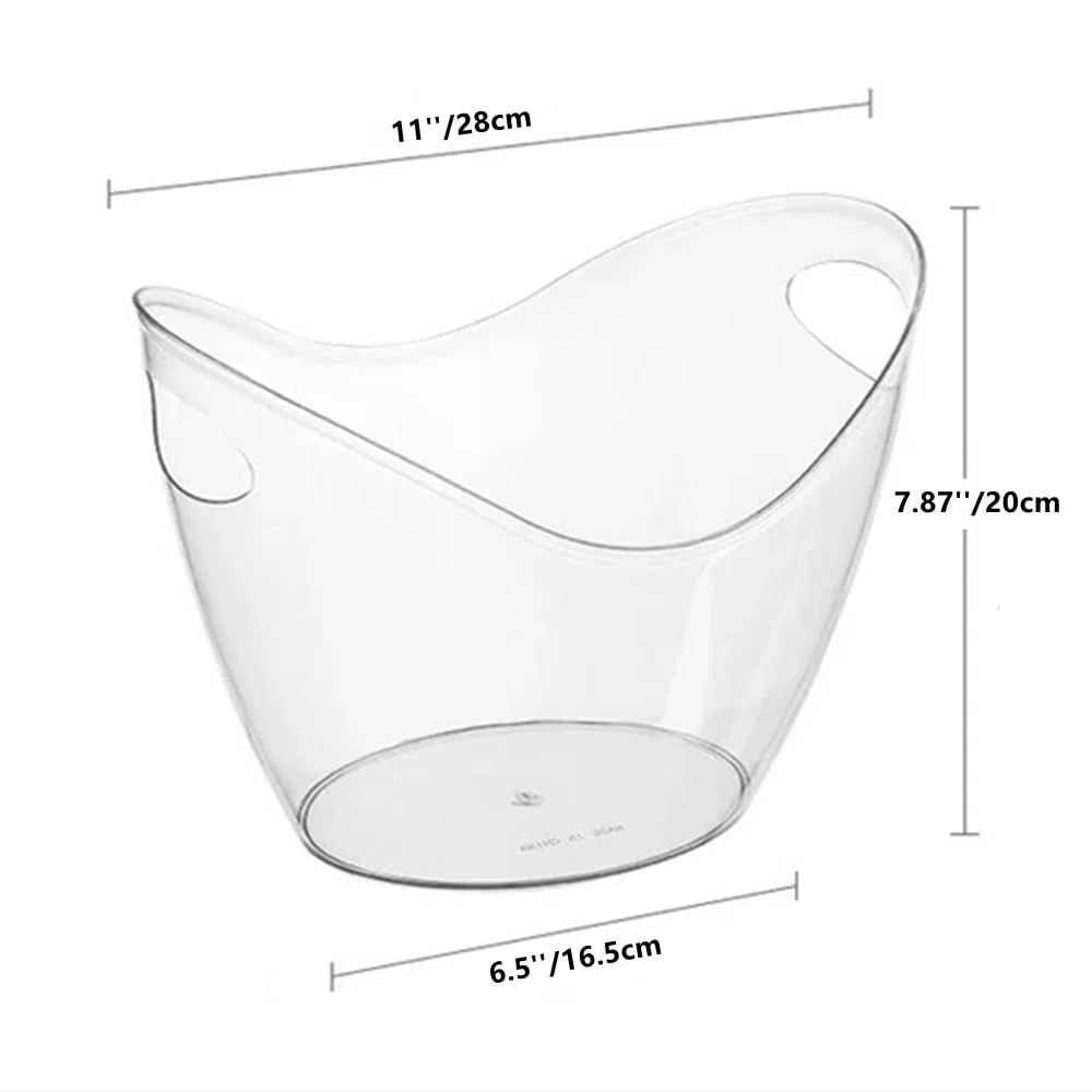 NatureMan Secchiello per il ghiaccio per feste, 2 pezzi, 4 litri, per bevande, vino, birra, bevande, feste, bar, in plastica trasparente, per champagne, cocktail, birra