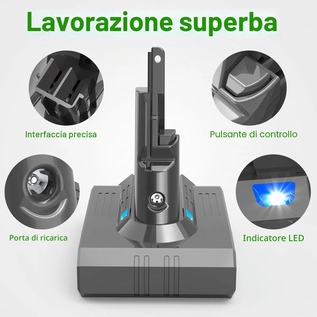 LabTEC Batteria al litio da 21,6 V 4,6 Ah di ricambio per Dyson V7 Batteria V 7 Animal V 7 Motörhead Pro, V 7 Trigger, V 7 Fluffy, V 7 Mattress Aspirapolvere manuale