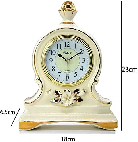 Mute Mantel Clock - Orologio da tavolo decorativo antico in ceramica per soggiorno, camera da letto, ufficio, ornamento retrò