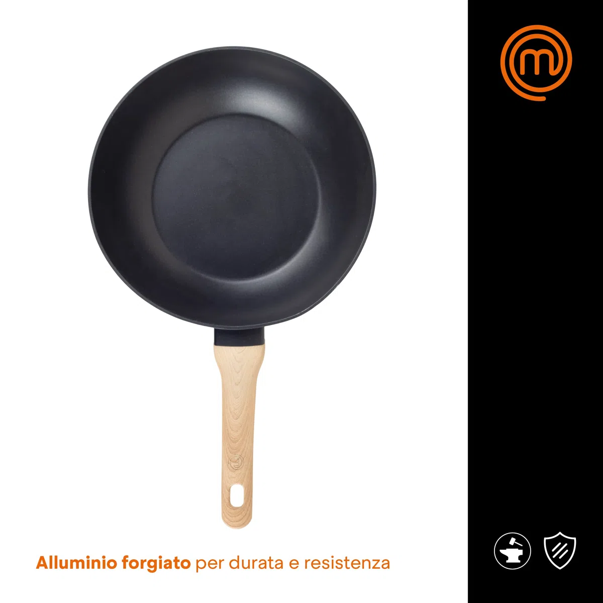MasterChef Wok, Padella Antiaderente 28cm, Pentole Aluminio, per Salta e altro, Cinese, Induzione e altro, Tutti i Piani, Antigraffio, Lavabile in Lavastoviglie, Nero