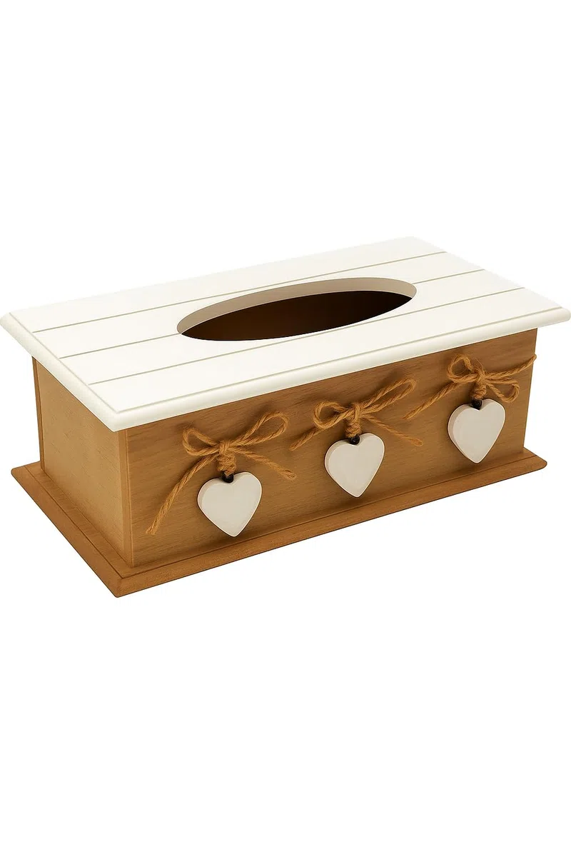 khevga Scatola porta fazzoletti in legno, stile rustico, marrone