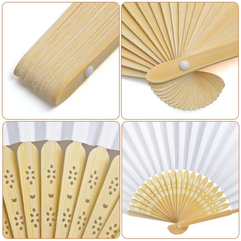 50 Pezzi Ventagli Pieghevoli Ventagli Matrimonio Ventaglio Pieghevole Bianchi,Ventaglio Matrimonio per Regali Gli Invitati Bomboniera Nascita Regalo Ospiti Baby Shower Matrimonio | Éventails en bambou raffinés