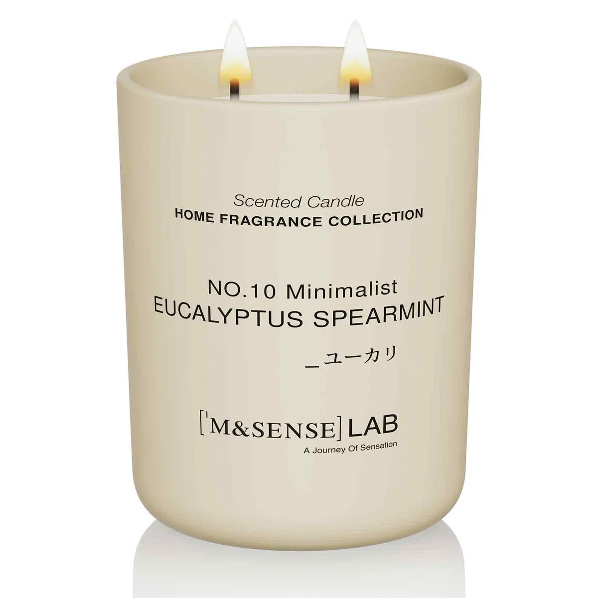 M&SENSE Grande Candele alla Soia 470g in Vetro, Eucalipto e Menta Verde, 110H Combustione, Naturale Candela Non Tossico, Doppio Stoppino in Cotone, Aromaterapia Relax, Regalo di Lusso Donne & Mamma