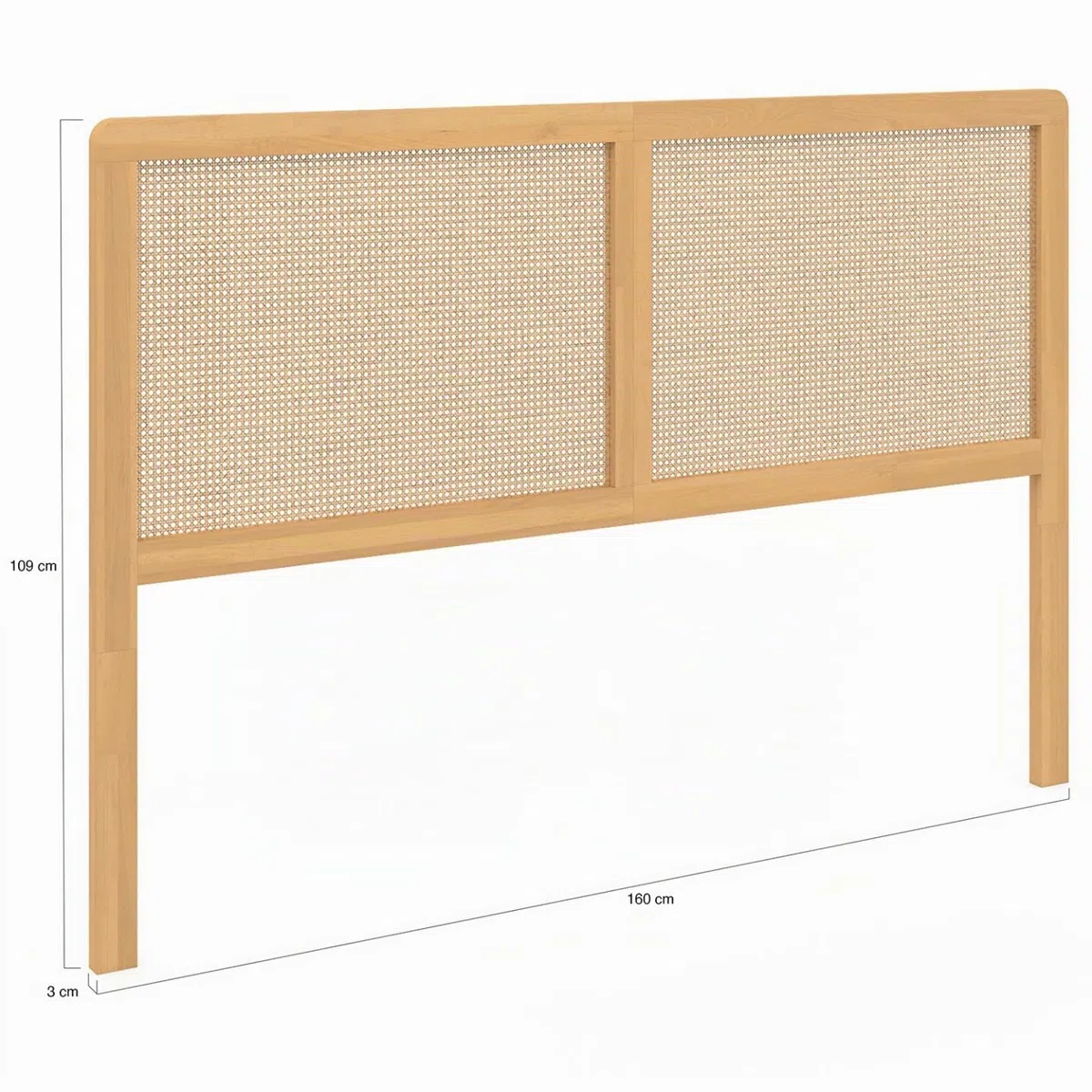 IDMarket - Testiera 160 cm canna e legno EDHEN