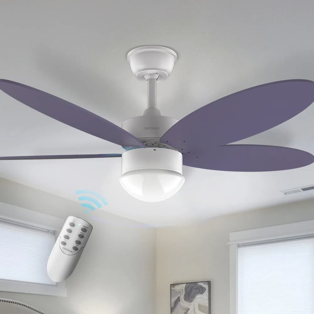 Cecotec Ventilatore da soffitto con luce EnergySilence Aero 4260 Purple. 40 W, motore DC, diametro 42" con 5 pale reversibili, luce LED, telecomando, timer, 6 velocità
