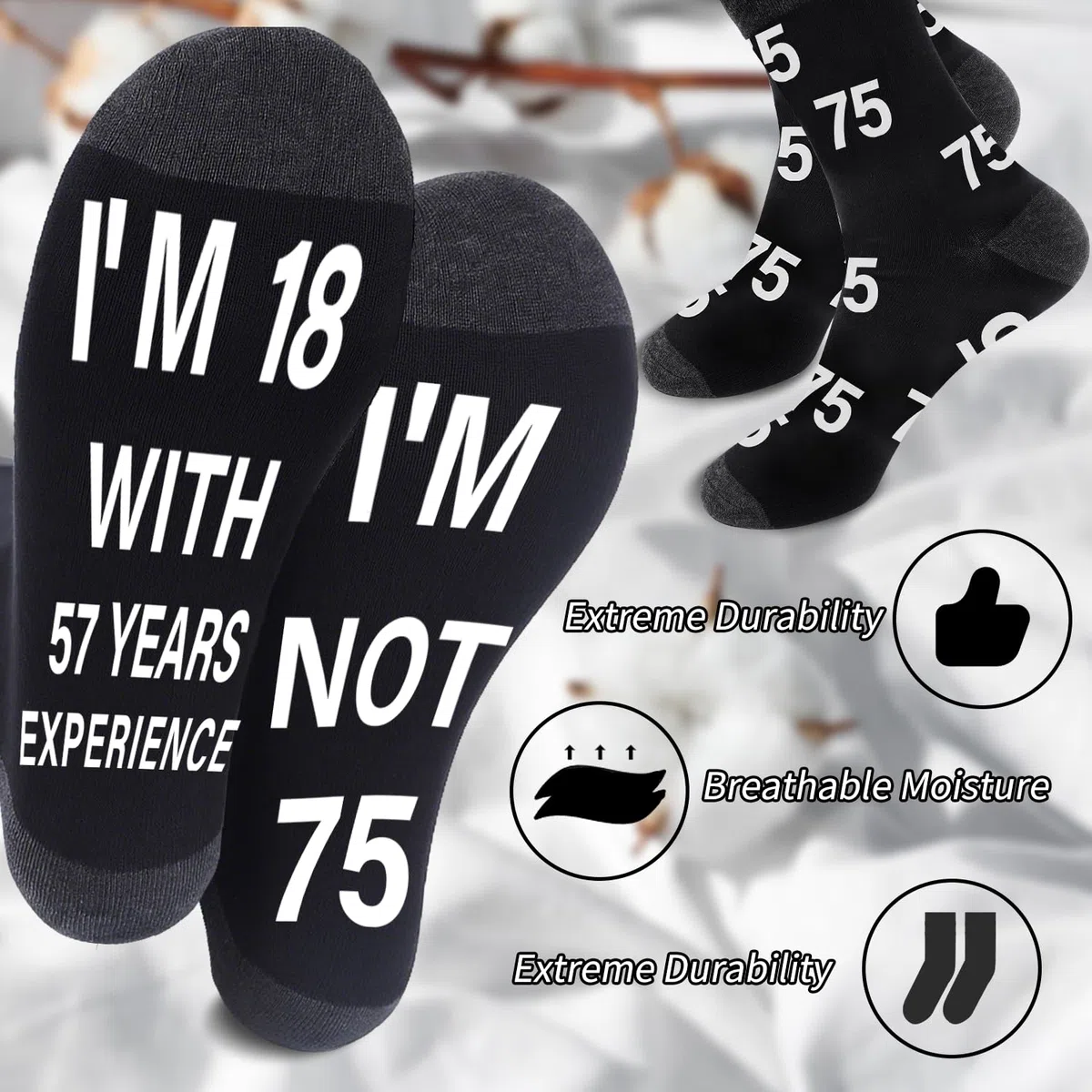 Regalo per il 75° compleanno da uomo, 7 pezzi, 75 anni, idea regalo per compleanno, tazza da viaggio da 590 ml, calzini divertenti, berretto da baseball, portachiavi, apribottiglie, candele, 75