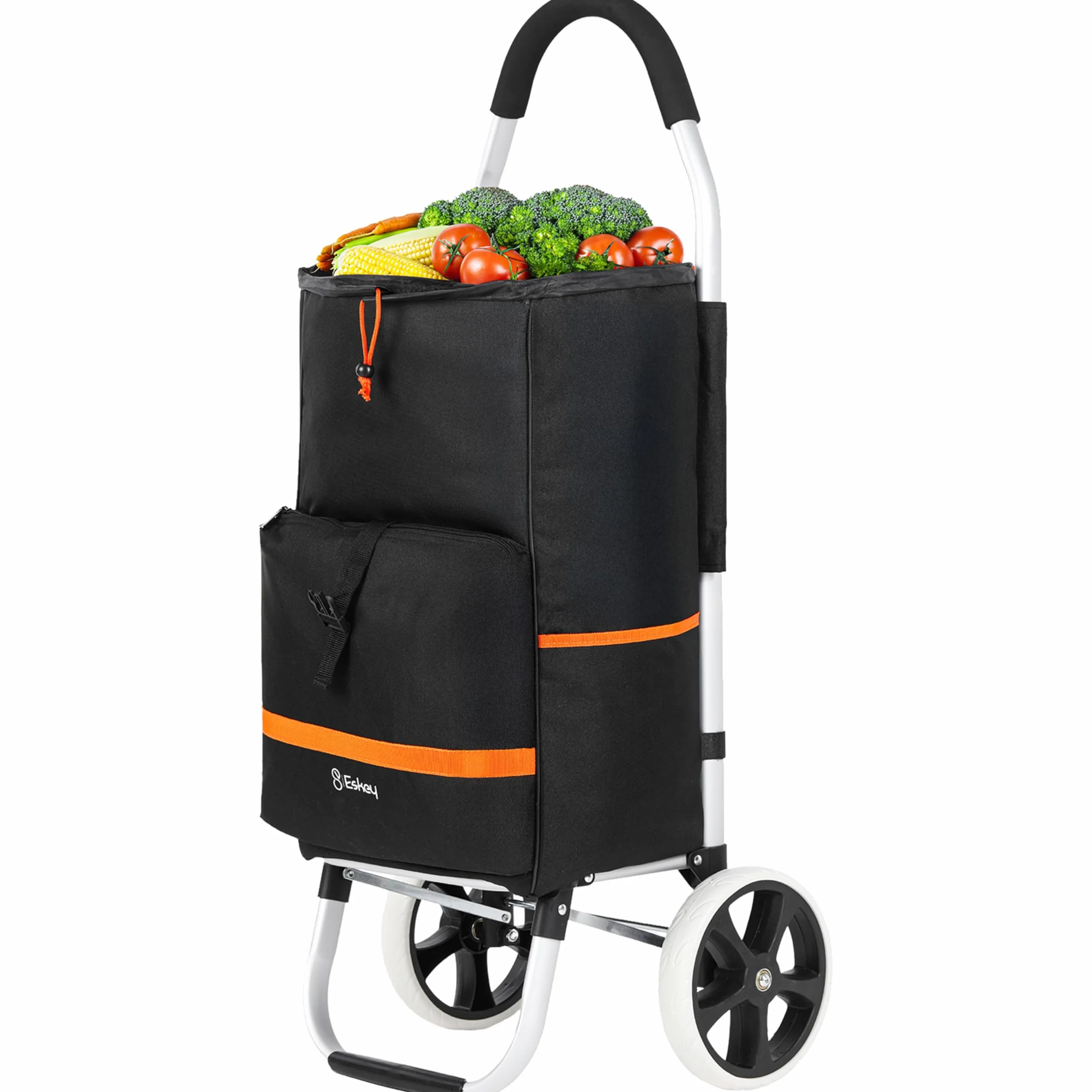 Eskey Carrello per la spesa con vano frigo, pieghevole, pieghevole, impermeabile, 50 l, catarifrangenti