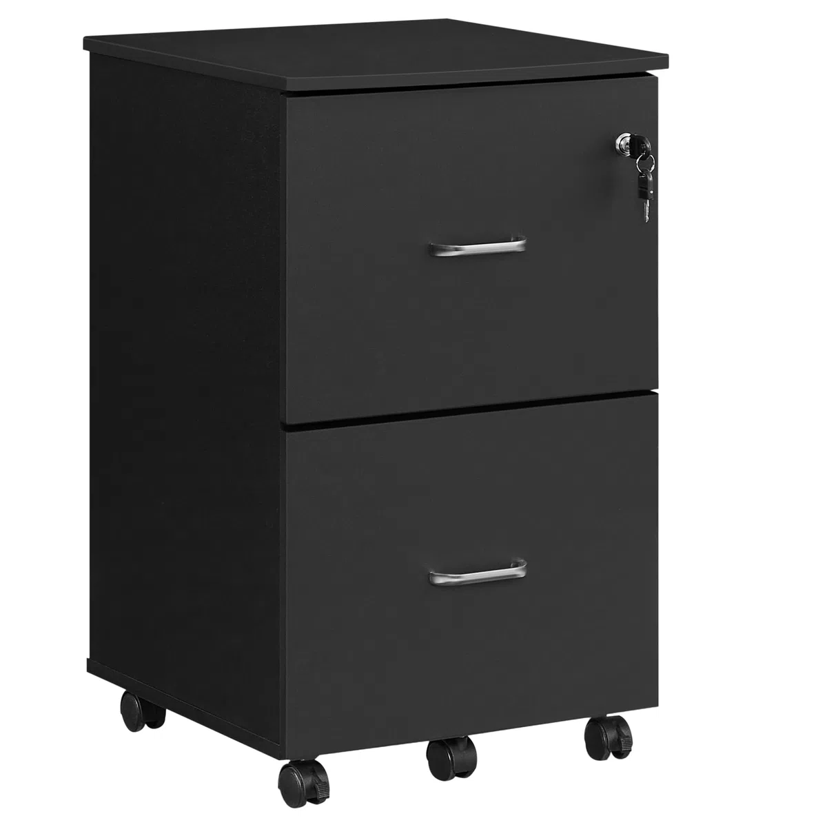 VASAGLE Schedario a 2 Cassetti, Mobile da Ufficio con Serratura, Supporto per Stampante, Documenti Formato A4 Letter Cartelle Sospese, Montaggio Richiesto, Nero LCD27BKV1