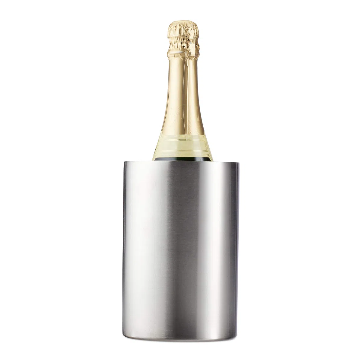 Relaxdays Cestello Ghiaccio in Acciaio, Doppia Parete, Isolamento, per Bottiglie di Vino & Spumante da Ø 10 cm, argento