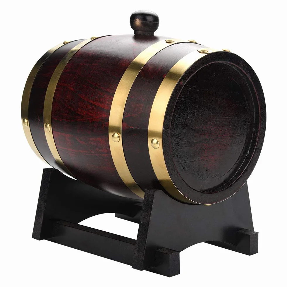 Botte di quercia, 1,5 l, stile vintage, legno di quercia, invecchiamento, vino, spirito, whisky, con rubinetto per birra, whisky, rum Port