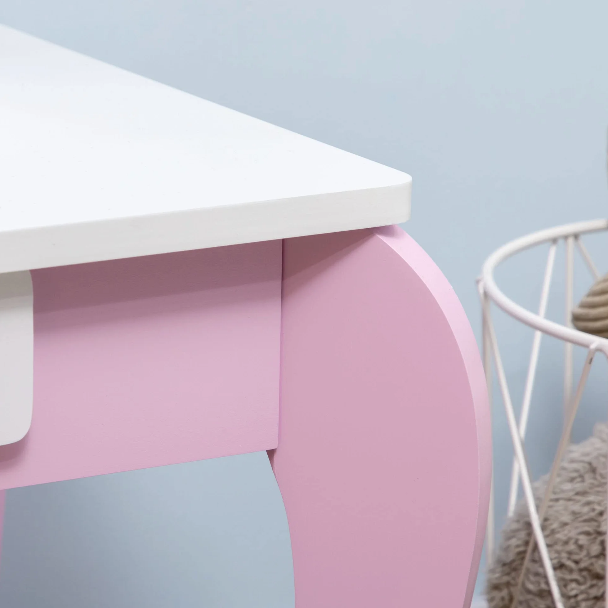 ZONEKIZ Set Toeletta Trucco per Bambini, Tavolino da Trucco con Specchi e Sgabello per Bambini, Età 3-6 Anni, Rosa