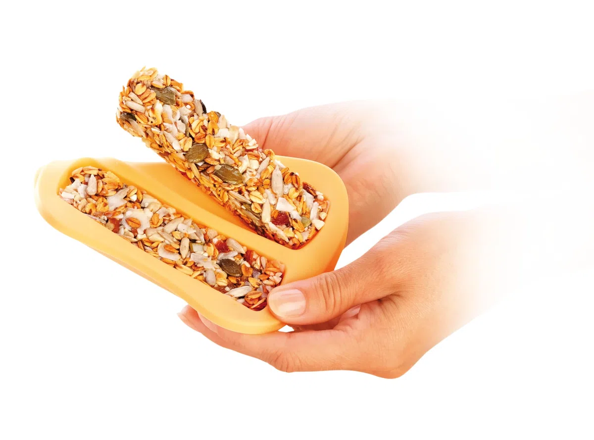 Tescoma 643188 Stampi e Pressa per Barrette Snack, Silicone, Giallo, 1 Unità
