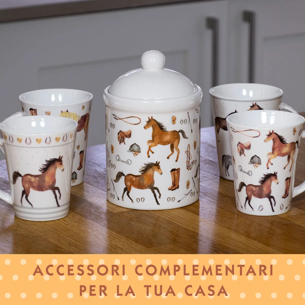 SPOTTED DOG GIFT COMPANY Set di 4 Tazze da Caffè in Ceramica 360 ml per Caffè e Tè, Tazze a Tema Cavallo, Idee Regalo Cavalli per Donne Uomini e Ragazze