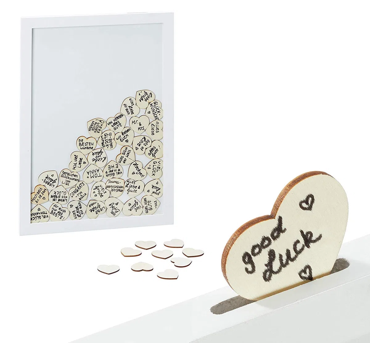 Brandsseller libro degli ospiti per matrimonio, compleanno, ricordi con 72 cuori in legno da scrivere